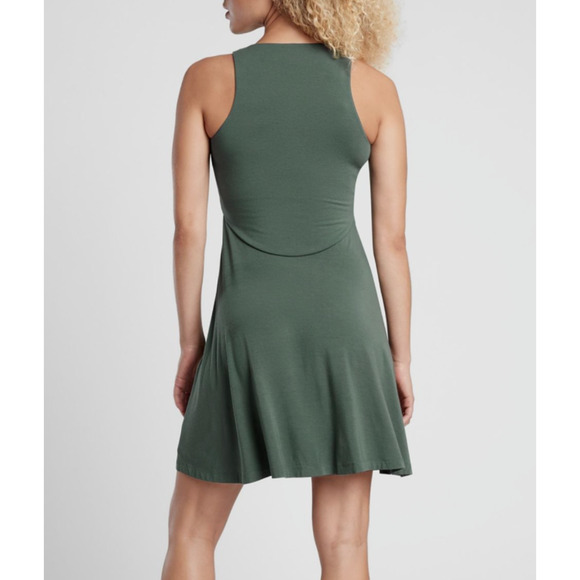 Athleta Santorini Thera Mini Dress Fit & Flare Sleeveless Green‎ Size LT - Picture 2 of 6